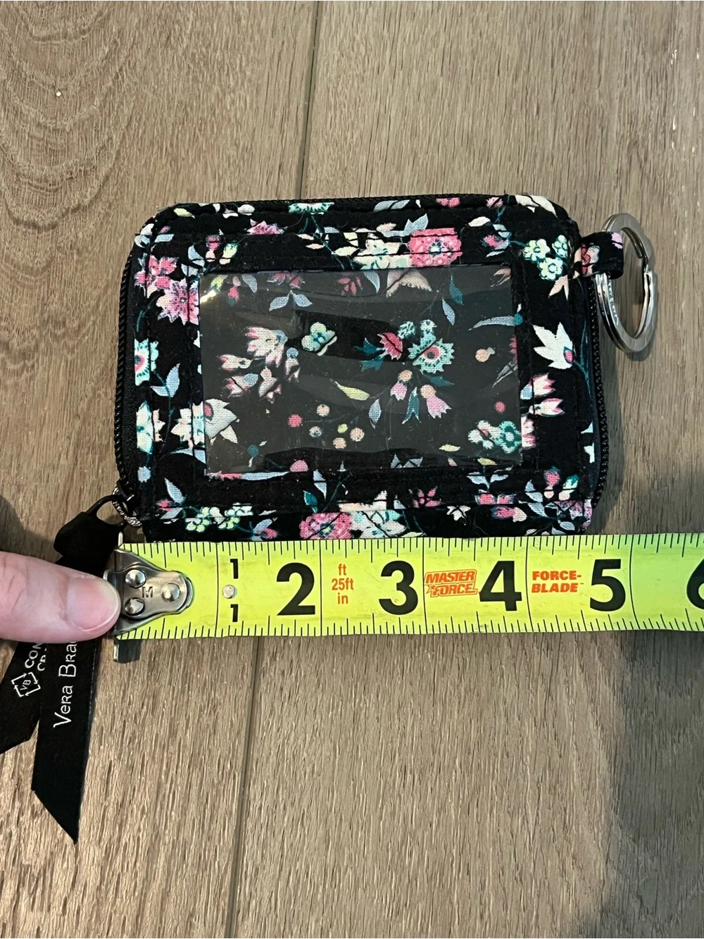 Vera Bradley Floral Zip Card Wallet - Black Pink Green